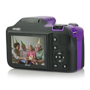 Minolta 20 Mega Pixels Wifi Digital Camera with 35x Optical Zoom & 1080p HD Video Optical with 3-Inch LCD, 4.8 x 3.4 x 3.2, Purple (MN35Z-P)