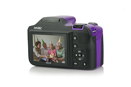 Minolta 20 Mega Pixels Wifi Digital Camera with 35x Optical Zoom & 1080p HD Video Optical with 3-Inch LCD, 4.8 x 3.4 x 3.2, Purple (MN35Z-P)