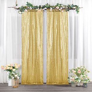 BEDDEB Gold Sequin Backdrop Curtain, 2PCS 2FTx8FT Glitter Backdrop Curtain for Christmas, Birthday, Wedding, Party Decoration