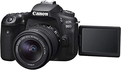 Camera EOS 90D DSLR Camera Bundle with EF-S 18-55mm f/4-5.6 is STM Lens + 2pc SanDisk 64GB Memory Cards + Deluxe Bag + Professional Kit