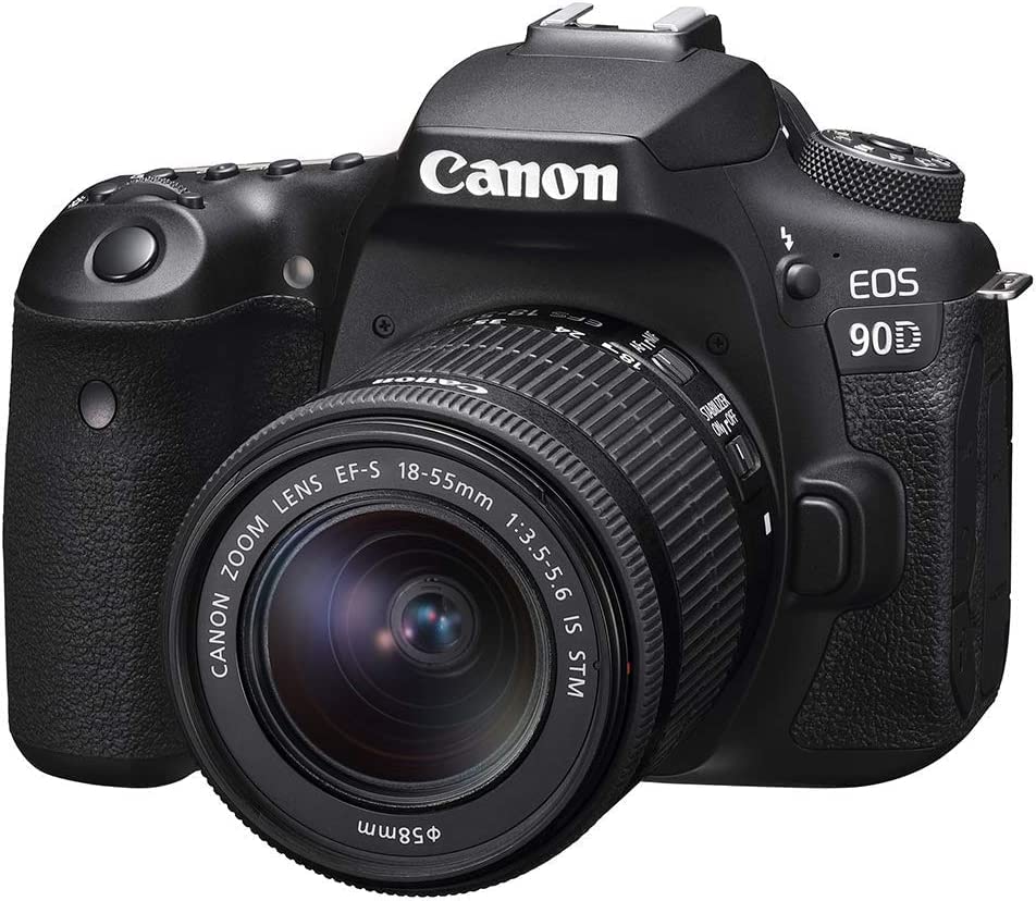 Camera EOS 90D DSLR Camera Bundle with EF-S 18-55mm f/4-5.6 is STM Lens + 2pc SanDisk 64GB Memory Cards + Deluxe Bag + Professional Kit