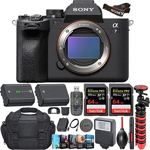 Camera Bundle for Sony a7 IV Full-Frame Mirrorless Camera Body Only with Photo/Video Editing Software and Accessories (128GB, Extra Battery, Flash and More) (Renewed)