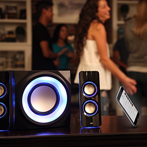 Cyber Acoustics Bluetooth Speakers with LED Lights – The Perfect Gaming, Movie, Party, Multimedia 2.1 Subwoofer Speaker System (CA-SP34BT)