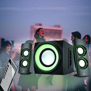 Cyber Acoustics Bluetooth Speakers with LED Lights – The Perfect Gaming, Movie, Party, Multimedia 2.1 Subwoofer Speaker System (CA-SP34BT)