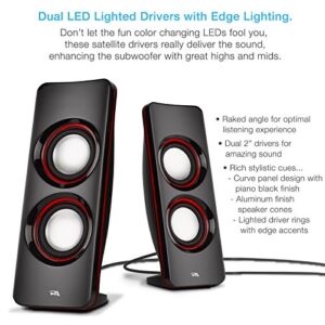 Cyber Acoustics Bluetooth Speakers with LED Lights – The Perfect Gaming, Movie, Party, Multimedia 2.1 Subwoofer Speaker System (CA-SP34BT)