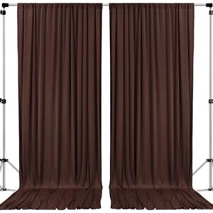 AK TRADING CO. 10 feet x 10 feet Brown Polyester Backdrop Drapes Curtains Panels with Rod Pockets - Wedding Ceremony Party Home Window Decorations