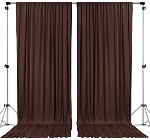 AK TRADING CO. 10 feet x 10 feet Brown Polyester Backdrop Drapes Curtains Panels with Rod Pockets - Wedding Ceremony Party Home Window Decorations