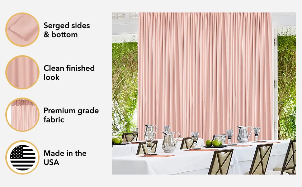 AK TRADING CO. 10 feet x 10 feet Brown Polyester Backdrop Drapes Curtains Panels with Rod Pockets - Wedding Ceremony Party Home Window Decorations