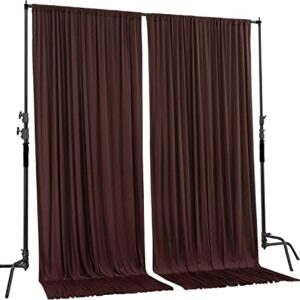 AK TRADING CO. 10 feet x 10 feet Brown Polyester Backdrop Drapes Curtains Panels with Rod Pockets - Wedding Ceremony Party Home Window Decorations