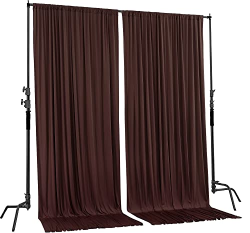 AK TRADING CO. 10 feet x 10 feet Brown Polyester Backdrop Drapes Curtains Panels with Rod Pockets - Wedding Ceremony Party Home Window Decorations