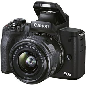 Camera Bundle for Canon EOS M50 Mark II Mirrorless Camera Black w/EF-M 15-45mm f/3.5-6.3 is STM, 75-300mm f/4-5.6 III, 500mm f/8 Manual Focus Lens + Accessories (Renewed)