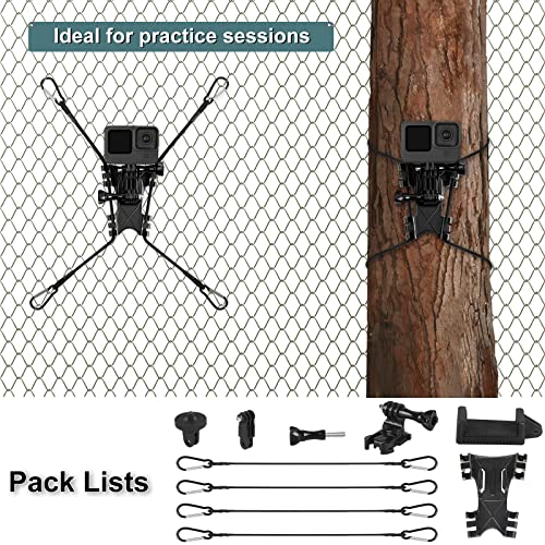 Fence Mount for GoPro Hero Action Camera Chain Link Backstop Fence Mount for Mevo Start, iPhone, Smart Phones for Recording Baseball Softball Tennis Football Games (with Backup Rope)