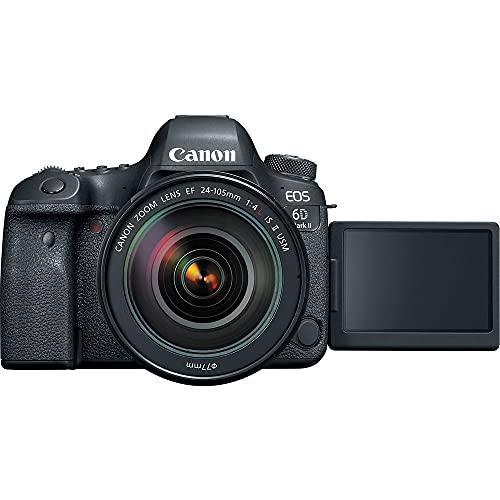 Canon EOS 6D Mark II DSLR Camera with 24-105mm f/4L II Lens (1897C009) + 64GB Card + Color Filter Kit + Case + Filter Kit + Corel Photo Software + 2 x LPE6 Battery + Card Reader + More (Renewed)