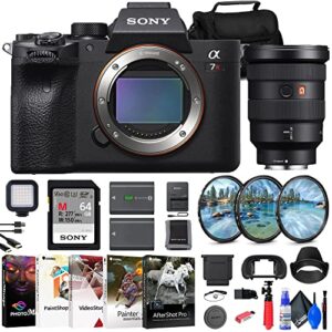 sony a7r iva mirrorless camera (ilce7rm4a/b) fe 16-35mm lens (sel1635gm) + 64gb memory card + filter kit + bag + np-fz100 compatible battery + card reader + led light + more