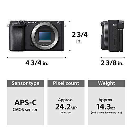 Sony Alpha a6400 Mirrorless Camera: Compact APS-C Interchangeable Lens Digital Camera with Real-Time Eye Auto Focus, 4K Video, Flip Screen & 18-135mm Lens - E Mount Compatible Cameras - ILCE-6400M/B