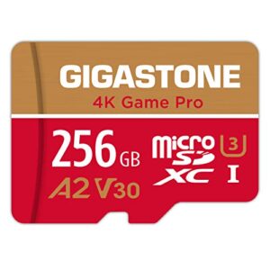 [5-yrs free data recovery] gigastone 256gb micro sd card, 4k game pro, microsdxc memory card for nintendo-switch, gopro, action camera, dji, uhd video, r/w up to 100/60mb/s, uhs-i u3 a2 v30 c10