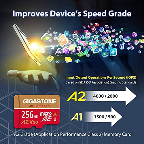 [5-Yrs Free Data Recovery] Gigastone 256GB Micro SD Card, 4K Game Pro, MicroSDXC Memory Card for Nintendo-Switch, GoPro, Action Camera, DJI, UHD Video, R/W up to 100/60MB/s, UHS-I U3 A2 V30 C10