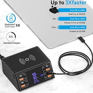 LMAIVE USB Charging Station, 100W Charging Station, 8-Ports Charging Station for Multiple Devices, Multi USB Charger Station, USB C Charging Station Compatible with iPhone, iPad, Samsung, Huawei