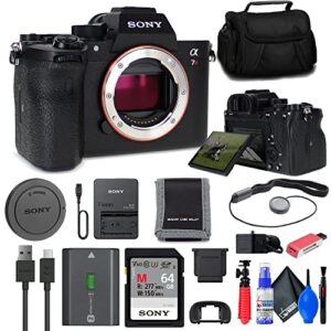 sony a7 iv mirrorless camera (ilce-7m4/b) fe 24-70mm lens (sel2470z) + 64gb memory card + filter kit + wide angle lens + color filter kit + lens hood + bag + more