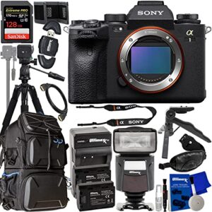Ultimaxx Advanced Sony a1 (Alpha 1 -Body Only) Bundle - Includes: 128GB Extreme Pro SDXC, 2x Replacement Batteries, 2-in-1 Lightweight 80” Tripod/Monopod, Hard-Shell Backpack & Much More (26pc Bundle)