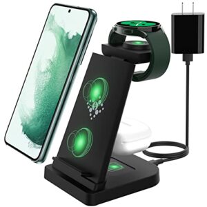 wireless charger stand charging station for samsung galaxy watch 5(pro)/4/3 active 2/1 galaxy s23 s22 s21 s20(plus/ultra)/z flip/fold 4 3 note20 10 buds(2) pro/live 3 in 1 multiple devices(black)