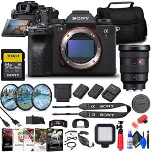 sony a1 mirrorless camera (ilce-1/b) fe 16-35mm lens (sel1635gm) + 64gb memory card + filter kit + bag + np-fz100 compatible battery + led light + corel photo software + flex tripod + more