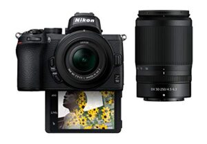 nikon z50 compact mirrorless digital camera with flip under “selfie/vlogger” lcd | 2 zoom lens kit includes: nikkor z dx 16-50mm f/3.5-6.3 vr & nikkor z dx 50-250mm f/4.5-6.3 vr