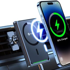 VICSEED Upgraded Magnetic Wireless Car Charger [15W Fast Charging] for Magsafe Car Charger [Strongest Magnet Power] Vent Phone Holder Magsafe Car Mount Charger for iPhone 14 13 12 Pro Max Mini Plus