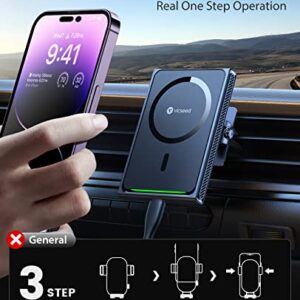 VICSEED Upgraded Magnetic Wireless Car Charger [15W Fast Charging] for Magsafe Car Charger [Strongest Magnet Power] Vent Phone Holder Magsafe Car Mount Charger for iPhone 14 13 12 Pro Max Mini Plus