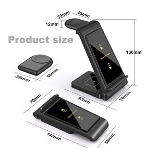 3 in 1 Wireless Charger DINTNCCM Fast Wireless Charging Stand Station Foldable for Samsung Galaxy S23/S22/S21/S20 Ultra/S10/S9/S8 Plus, Galaxy Watch5/4/3,Active 2/1, Galaxy Buds (Black- for Samsung)