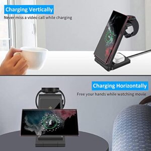 3 in 1 Wireless Charger DINTNCCM Fast Wireless Charging Stand Station Foldable for Samsung Galaxy S23/S22/S21/S20 Ultra/S10/S9/S8 Plus, Galaxy Watch5/4/3,Active 2/1, Galaxy Buds (Black- for Samsung)