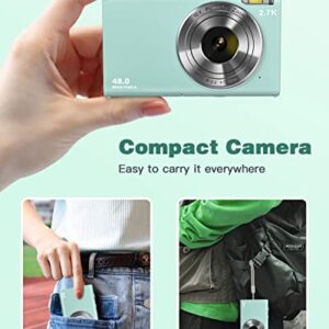 Digital Camera Auto Focus 2.7K 48MP Digital Point and Shoot Camera with 32GB Memory Card,16X Zoom, Time Lapse Vlogging Camera Digital Cameras for 8-15 Years Kids Teenagers Students Boys Girls, Green