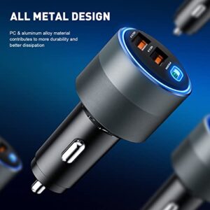 SONRU USB C Car Charger, 66W/9A PD3.0 Dual QC 3.0 Fast USB C Car Charger Adapter with LED Ambient Light, for iPhone 13/12/11/X/XR,