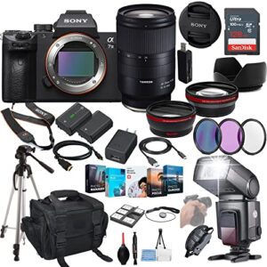 sony a7 iii mirrorless camera bundle – ilce7m3/b with tamron 28-75mm lens + prime accessory package including 128gb memory, ttl flash, extra battery, software package, auxiliary lenses & more