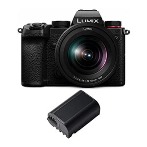 panasonic lumix s5 4k mirrorless full-frame l-mount camera and 20-60mm lens with extra dmw-blk22 battery bundle (2 items)