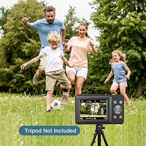 Digital Camera 1080P 44MP Digital Point and Shoot Camera Kids Camera with 32GB Memory Card,16X Zoom for Children Boys Girls Students, Black