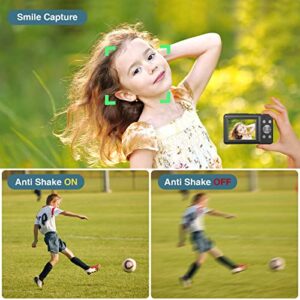 Digital Camera 1080P 44MP Digital Point and Shoot Camera Kids Camera with 32GB Memory Card,16X Zoom for Children Boys Girls Students, Black