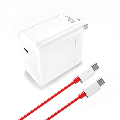 OnePlus Warp Charger, 65W Warp Charger Block Replacement for OnePlus Nord 2 5G/9 Pro/9RT/9/9R/8T+ 5G/8T,10V 6.5A Warp65 OnePlus Fast Wall Charger Adapter with 3.3ft USB C Warp Charger Cable