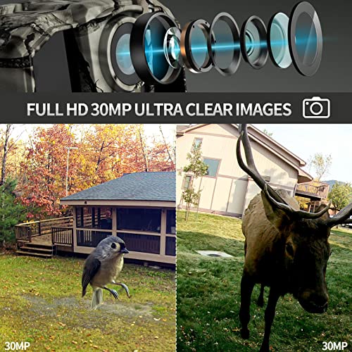 WOSODA WiFi Trail Camera 30MP 4K Hunting Camera with 120° Wide-Angle Motion, Night Vision Motion Activated for Wildlife Deer Scouting Hunting