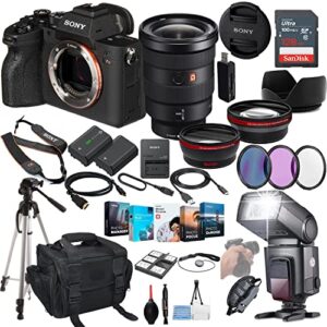 sony a7r iva mirrorless camera bundle – ilce7rm4a/b with 16-35mm f/2.8 gm lens + prime accessory package including 128gb memory, ttl flash, extra battery, software package, auxiliary lenses & more