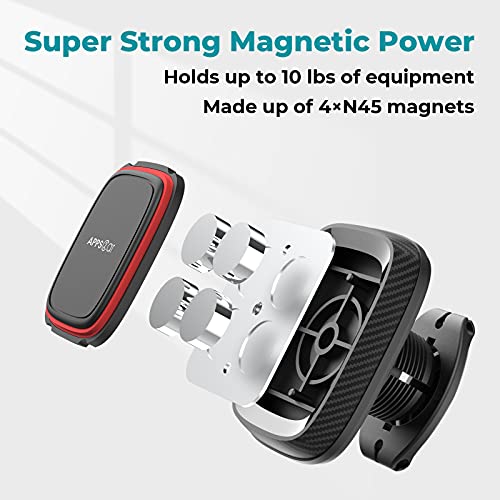 APPS2Car Magnetic Phone Holder for Car, Dashboard Windshield Phone Holder Mount with Flexible Arm & Built-in Strong Magnets, Suction Cup Phone Holder for Car Compatible with All Smartphones