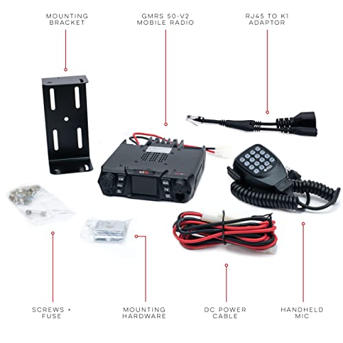 BTECH GMRS-50V2 50W 256 Fully Customizable Channels Mobile GMRS Two-Way Radio. Repeater Compatible, Dual Band Scanning (VHF/UHF), FM, & NOAA Weather Broadcast Receiver