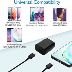 Samsung 25W USB C Super Fast Charging Wall Charger with 5FT Type C Cable Compatible Samsung Galaxy S22/S22+/S22Ultra/S21/S21+/S20/S20+/S10/S10e/S9 Plus/S8 Plus/Note 8/Note 9/Note 10/Note20