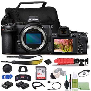 nikon z 5 mirrorless digital camera (body only) usa model (1649) + en-el15 battery + sandisk 64gb card + case + 12 inch flexible tripod + deluxe cleaning set + hdmi cable + hand strap + more