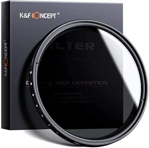 k&f concept 46mm variable nd2-nd400 nd lens filter (1-9 stops) for camera lens, adjustable neutral density filter with microfiber cleaning cloth (b-series)