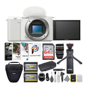 sony alpha zv-e10 aps-c interchangeable lens mirrorless vlog camera body (white) content creator’s bundle (8 items)