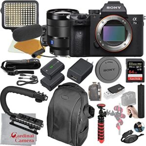 sony a7 iii mirrorless digital camera with 24-70mm f/4 lens video bundle + led video light + microphone + extreme speed 64gb memory(20pc bundle)