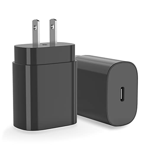 USB C Charging Block for Samsung Galaxy, 25W Super Fast Wall Charger Block Type C, Power Adapter Box for Galaxy S22 /S21/S20/S9/Ultra/Plus/Note, for iPhone 13/12/11/Pro Max/iPad Pro and More -2Pack