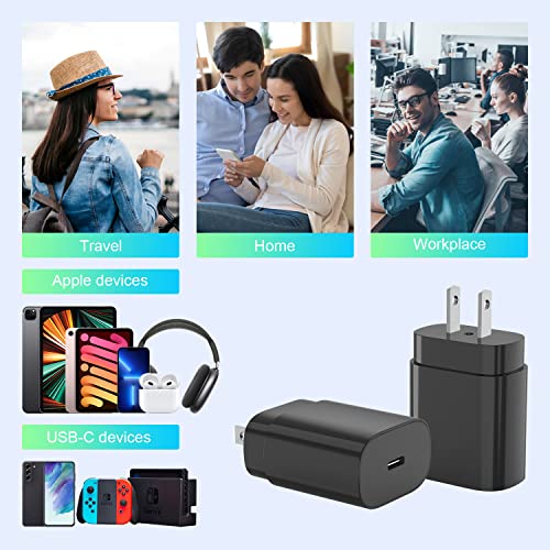 USB C Charging Block for Samsung Galaxy, 25W Super Fast Wall Charger Block Type C, Power Adapter Box for Galaxy S22 /S21/S20/S9/Ultra/Plus/Note, for iPhone 13/12/11/Pro Max/iPad Pro and More -2Pack