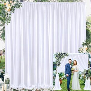 10ft x 10ft white backdrop curtain for parties thick polyester white wedding drapes panels satin curtains decoration back drop cloth for photography baby shower birthday party